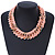 Chunky Pale Salmon/ Gold Acrylic Link Necklace - 47cm L - view 5