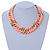 Chunky Pale Salmon/ Gold Acrylic Link Necklace - 47cm L - view 2