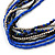 Silver/ Blue/ Black Multistrand Glass Bead Long Necklace - 72cm L - view 5