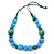 Light Blue/ Teal Beaded Necklace with Black Cotton Cords - 68cm L