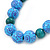 Light Blue/ Teal Beaded Necklace with Black Cotton Cords - 68cm L - view 3