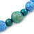 Light Blue/ Teal Beaded Necklace with Black Cotton Cords - 68cm L - view 6