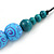 Light Blue/ Teal Beaded Necklace with Black Cotton Cords - 68cm L - view 4