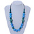 Light Blue/ Teal Beaded Necklace with Black Cotton Cords - 68cm L - view 2