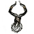 Black/ Metallic Silver Glass Bead Tassel Necklace with Button and Loop Closure - 44cm L (Necklace)/ 17cm L (Tassel) - view 8