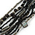 Black/ Metallic Silver Glass Bead Tassel Necklace with Button and Loop Closure - 44cm L (Necklace)/ 17cm L (Tassel) - view 7