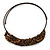 Brown Semiprecious Stone Collar Flex Wire Choker Necklace - Adjustable