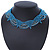 Light Blue/ Transparent Glass Bead Lacy Choker Necklace - 36cm L/ 3cm Ext - view 5