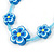 Children's Blue Floral Necklace with Silver Tone Closure - 36cm L/ 6cm Ext - view 2