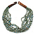 Ethnic Multistrand Sea Green Glass Necklace With Wood Hook Closure - 50cm L - view 7