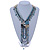 Light Blue/ Antique White/ Peacock Glass Bead Tassel Necklace with Button and Loop Closure - 44cm L (Necklace)/ 17cm L (Tassel)50 - view 3