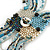 Light Blue/ Antique White/ Peacock Glass Bead Tassel Necklace with Button and Loop Closure - 44cm L (Necklace)/ 17cm L (Tassel)50 - view 5