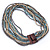 Antique White/ Metallic Grey/ Light Blue Glass Bead Multistrand, Layered Necklace With Wooden Square Closure - 56cm L - view 5