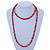 Multistrand Twisted Red/ White Glass Bead Long Necklace - 112cm L - view 2