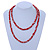 Multistrand Twisted Red/ White Glass Bead Long Necklace - 112cm L - view 4