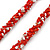 Multistrand Twisted Red/ White Glass Bead Long Necklace - 112cm L - view 3