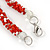 Multistrand Twisted Red/ White Glass Bead Long Necklace - 112cm L - view 6
