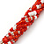 Multistrand Twisted Red/ White Glass Bead Long Necklace - 112cm L - view 5