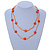 Long Orange Glass Bead, Ceramic Star Necklace - 106cm L - view 2