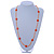 Long Orange Glass Bead, Ceramic Star Necklace - 106cm L - view 6