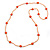Long Orange Glass Bead, Ceramic Star Necklace - 106cm L - view 4
