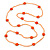 Long Orange Glass Bead, Ceramic Star Necklace - 106cm L
