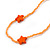Long Orange Glass Bead, Ceramic Star Necklace - 106cm L - view 3