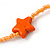 Long Orange Glass Bead, Ceramic Star Necklace - 106cm L - view 5