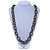 Chunky Oval Link Metallic Grey Glass Bead Long Necklace - 100cm L - view 2