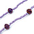Metallic Purple/ Violet Glass Bead Long Sinlge Strand Necklace - 114cm L - view 3
