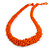 Long Chunky Orange Glass Bead Necklace with Button & Loop Closure - 60cm L/ 3cm Ext - view 3