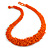 Long Chunky Orange Glass Bead Necklace with Button & Loop Closure - 60cm L/ 3cm Ext