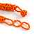 Long Chunky Orange Glass Bead Necklace with Button & Loop Closure - 60cm L/ 3cm Ext - view 6