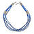 Blue Glass Bead Multistrand Necklace In Silver Tone - 48cm L/ 3cm Ext - view 1