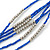 Blue Glass Bead Multistrand Necklace In Silver Tone - 48cm L/ 3cm Ext - view 5