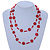 Long Red/ Transparent Glass Bead Necklace - 104cm L - view 2