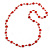 Long Red/ Transparent Glass Bead Necklace - 104cm L - view 6