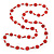 Long Red/ Transparent Glass Bead Necklace - 104cm L