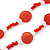 Long Red/ Transparent Glass Bead Necklace - 104cm L - view 3