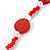 Long Red/ Transparent Glass Bead Necklace - 104cm L - view 5