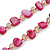 Long Fuchsia Shell Nugget and Transparent Glass Crystal Bead Necklace - 110cm L - view 3