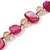 Long Fuchsia Shell Nugget and Transparent Glass Crystal Bead Necklace - 110cm L - view 5