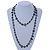 Long Black Shell Nugget and Transparent Glass Crystal Bead Necklace - 110cm L - view 2