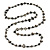 Long Black Shell Nugget and Transparent Glass Crystal Bead Necklace - 110cm L