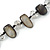 Long Black Shell Nugget and Transparent Glass Crystal Bead Necklace - 110cm L - view 5