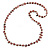 Long Dark Burgundy Shell Nugget and Transparent Glass Crystal Bead Necklace - 110cm L - view 5