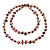 Long Dark Burgundy Shell Nugget and Transparent Glass Crystal Bead Necklace - 110cm L - view 4