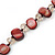 Long Dark Burgundy Shell Nugget and Transparent Glass Crystal Bead Necklace - 110cm L - view 6