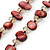Long Dark Burgundy Shell Nugget and Transparent Glass Crystal Bead Necklace - 110cm L - view 3