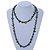 Long Olive Green Shell Nugget and Glass Crystal Bead Necklace - 110cm L - view 2